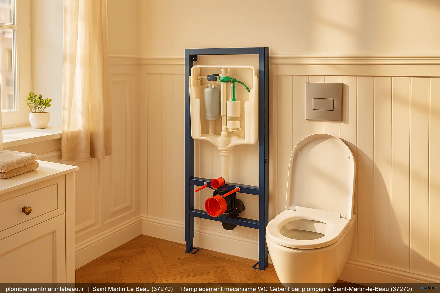 Remplacement mecanisme WC Geberit par plombier a Saint-Martin-le-Beau (37270)