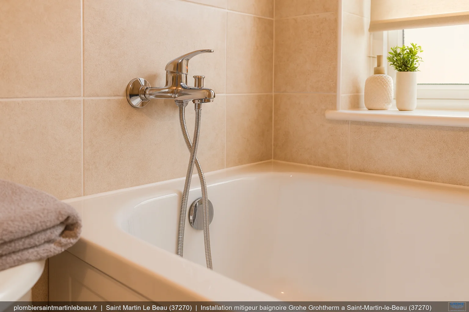 Installation mitigeur baignoire Grohe Grohtherm a Saint-Martin-le-Beau (37270)