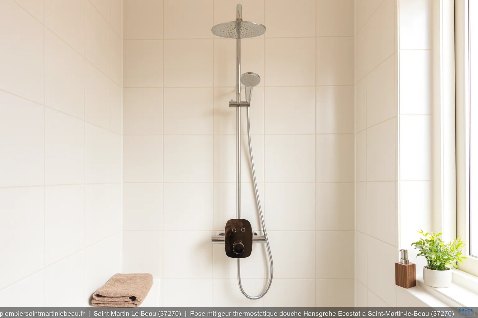 Pose mitigeur thermostatique douche Hansgrohe Ecostat a Saint-Martin-le-Beau (37270)