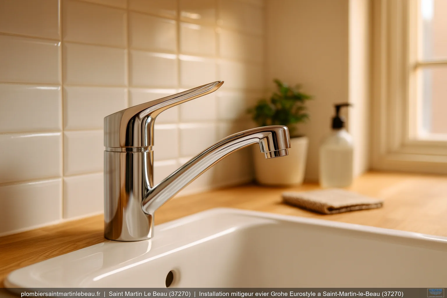 Installation mitigeur evier Grohe Eurostyle a Saint-Martin-le-Beau (37270)