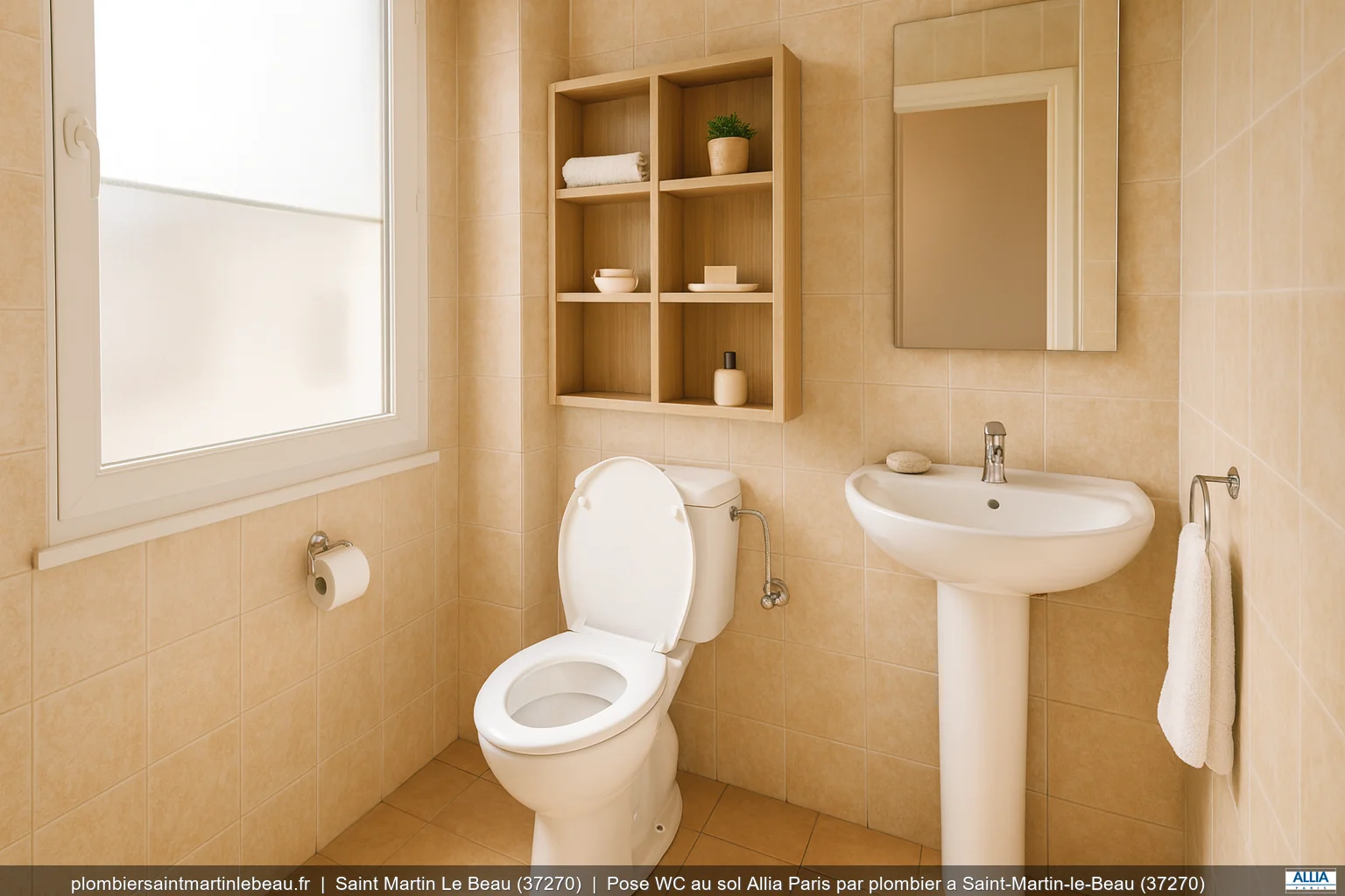 Pose WC au sol Allia Paris par plombier a Saint-Martin-le-Beau (37270)