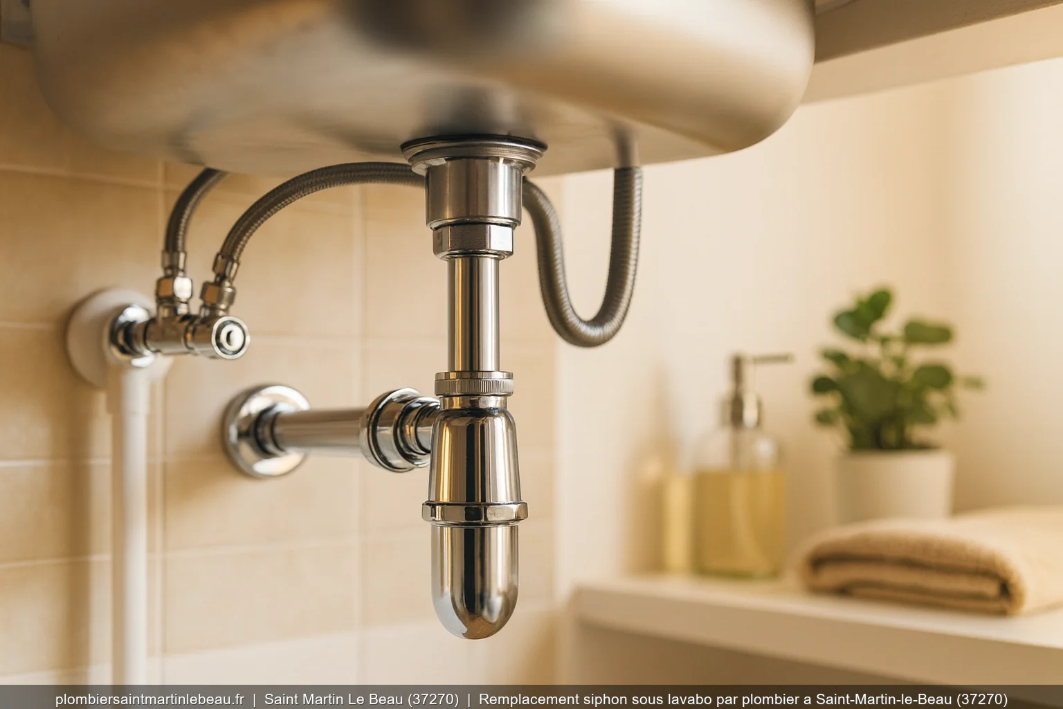 Remplacement siphon sous lavabo par plombier a Saint-Martin-le-Beau (37270)